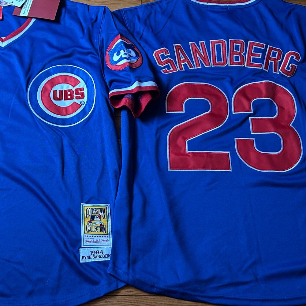 1980s CHICAGO CUBS RYNE SANDBERG Men's JERSEY M,L,XL,2X by Mitchell & Ness - Picture 8 of 9
